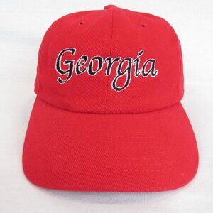 Georgia Nissun Embroidered Adjustable Men's Strapback Red Cap 6 Panel